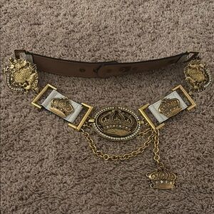 Streets Ahead Gold and White Crown Emblem Belt